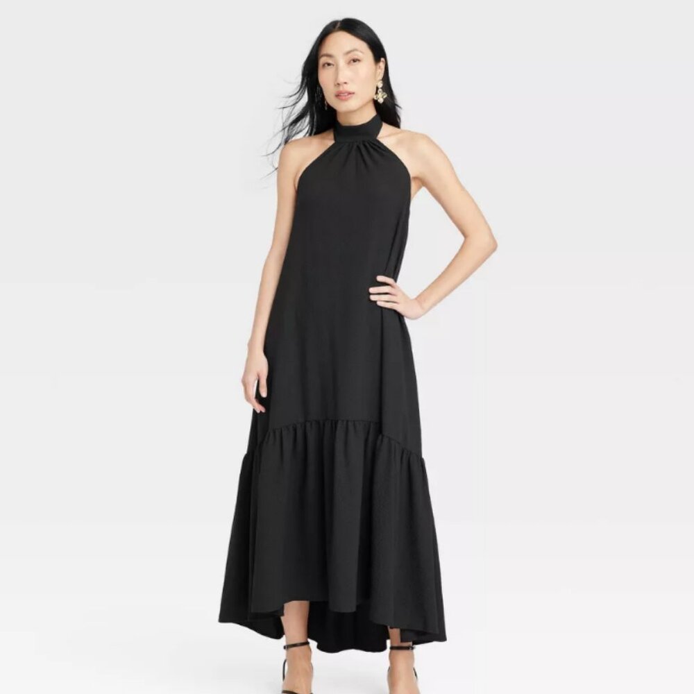 a new day Black Halter Midi Dress